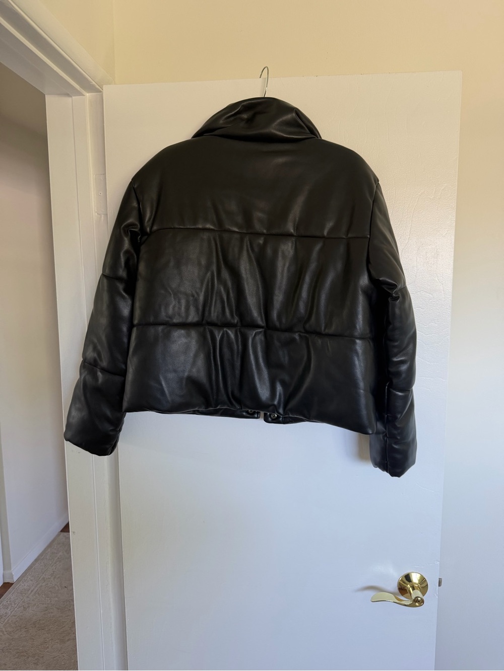 GAP Black Faux-Leather Puffer Jacket - Picture 7 of 7